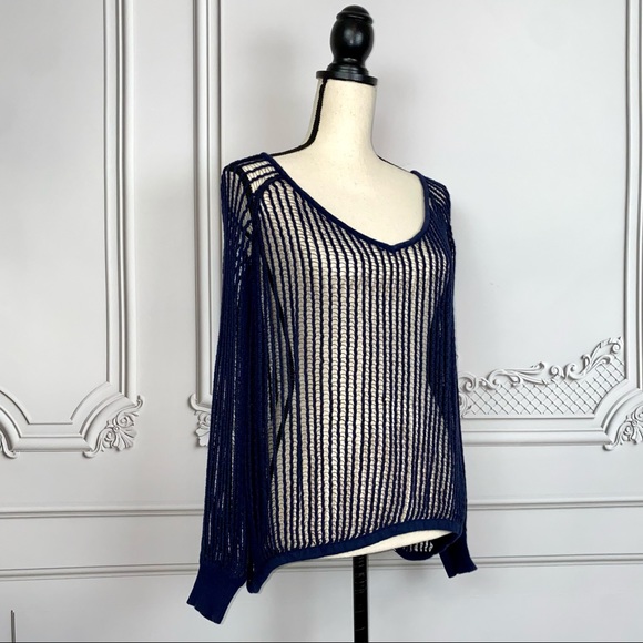 Free People Navy Blue Knitted Sweater | Size S - Picture 8 of 9